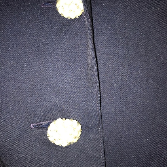 couture Navy blazer with pearl accents. - Picture 3 of 3